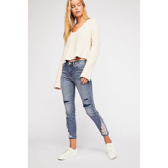 Free People Denim - Free People Jeans 27 High Rise Skinny Blue Denim Distressed About A Girl